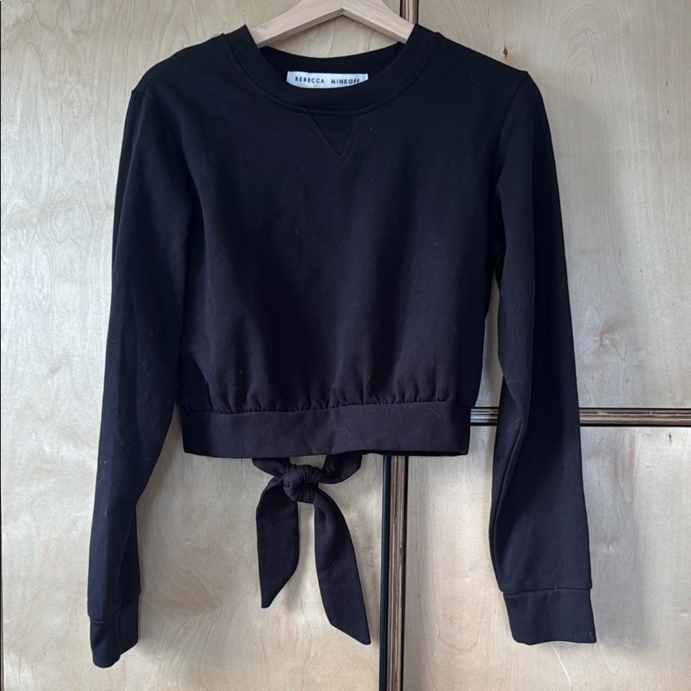 Rebecca Minkoff Black Tie-Back Crop Sweatshirt - Medium